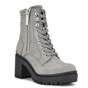 Nine West Lace Up Gray Boots with Sturdy Sole